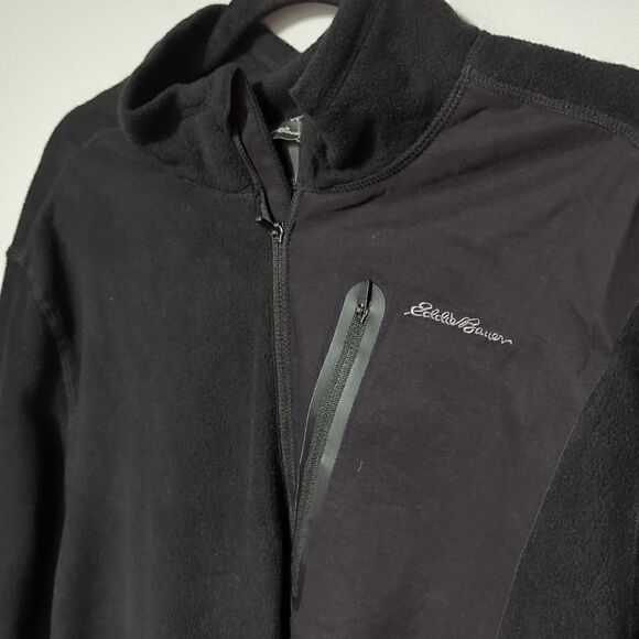 NWT Eddie Bauer Black Quarter Zip Fleece Pullover - Picture 2 of 6